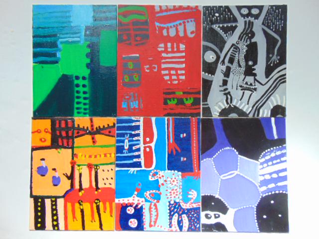 6 paintings, Louise Abrams, Outsider Art Collection, (1 of 2)