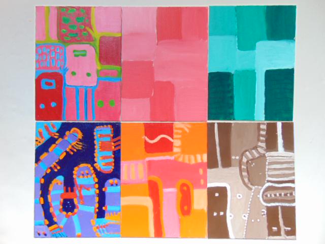 6 paintings, Louise Abrams, Outsider Art Collection, (1 of 2)