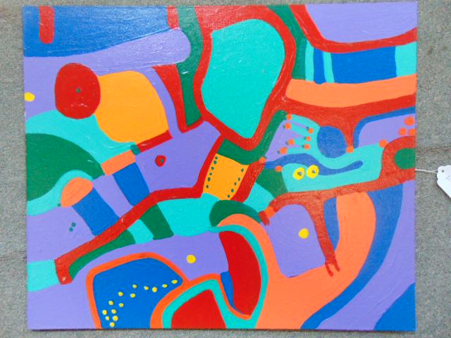 Painting, Louise Abrams, Outsider Art Collection, oil: Painting, Louise Abrams, Outsider Art Collection, oil on canvas board, 20" by 24", from the collection of the artist. This lot is part of a large collection of sculpture and paintings from a newly red