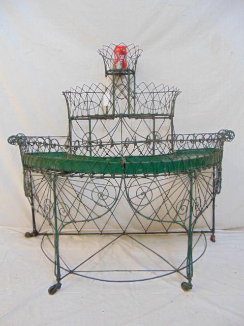 Victorian wire planter, demi lune , 3 tier with (1 of 7)