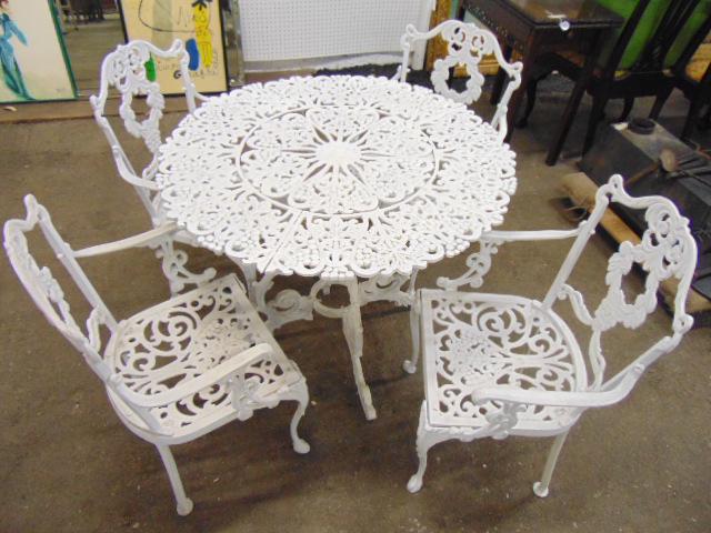 Aluminum patio set, 4 chairs & table, grape decorated, (1 of 5)