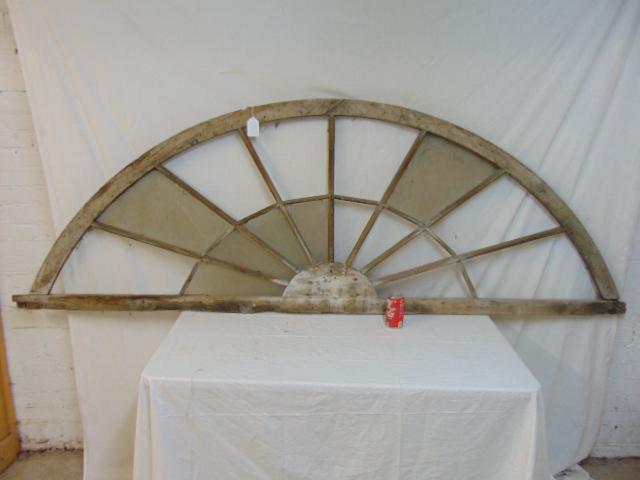 Fan window, arched, in old pine, most panes missing, as (1 of 4)