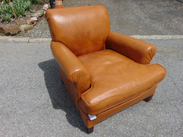 Leather club chair, light brown leather, chair is 33" (1 of 5)