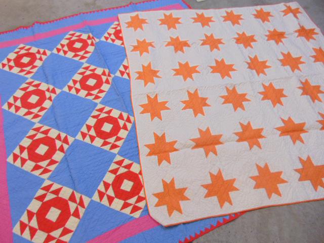 2 antique Nantucket quilts, orange / white (1 of 7)