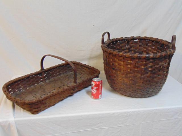 2 baskets, apple basket with 2 handles & flat basket (1 of 6)