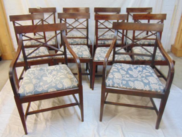 10 antique Sheraton cross back chairs, in mahogany, 8 (1 of 10)