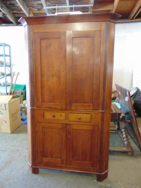 Cherry corner cabinet, 2 drawer, closed door top, (1 of 6)