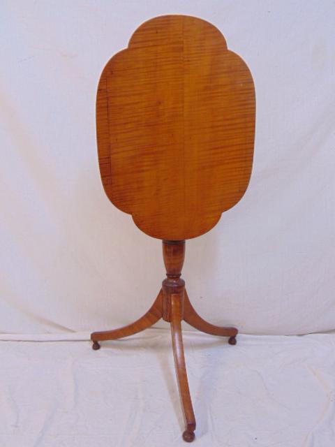 Tiger maple tilt top candle stand, top is 23" by 17", (1 of 4)