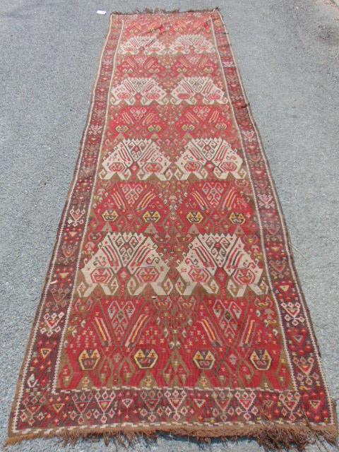 Rare Caucasian Flat weave runner with lion's head (1 of 7)