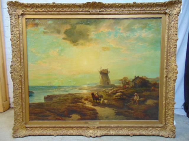 Edward Moran oil painting, "U.S. Coast Guard", oil on (1 of 16)