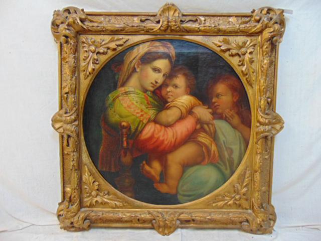 Painting, ""Madonna della Seggiola, Sedia" oil on (1 of 7)