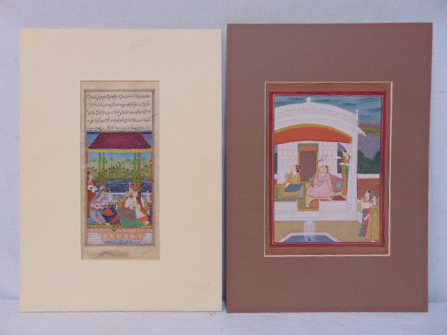 2 Indo-Persian watercolors, book pages, one double (1 of 9)