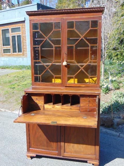 English Regency 2 piece inlaid mahogany butlers (1 of 7)