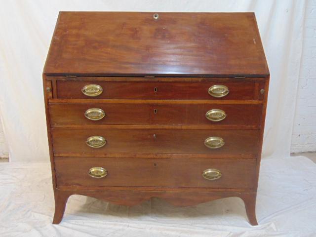 American Hepplewhite carved walnut slant front desk, (1 of 7)