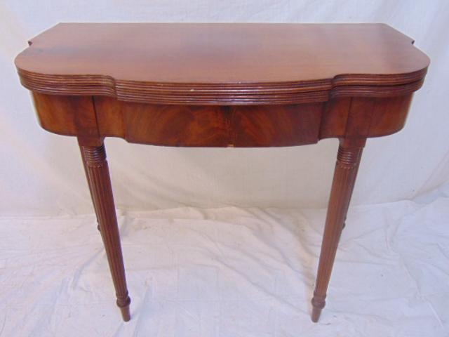 Sheraton Mahogany card table, 19th century, swing leg, (1 of 4)