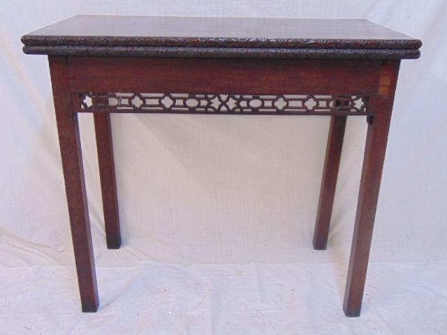 English Chippendate carved mahogany table, single side (1 of 7)