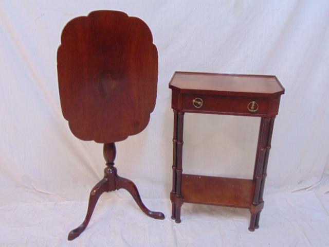 Lot 2 stands including Sheraton carved cherry tilt top (1 of 5)