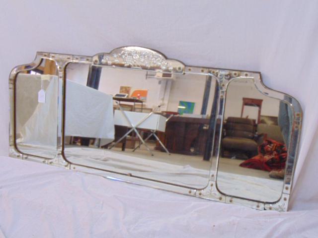 Triple panel mirror with etched glass frame, over (1 of 5)