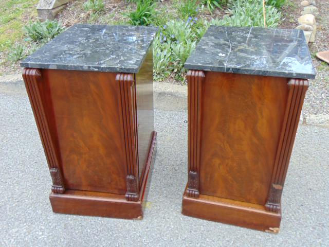 Pair mahogany marble top cabinets, single door, black (1 of 6)
