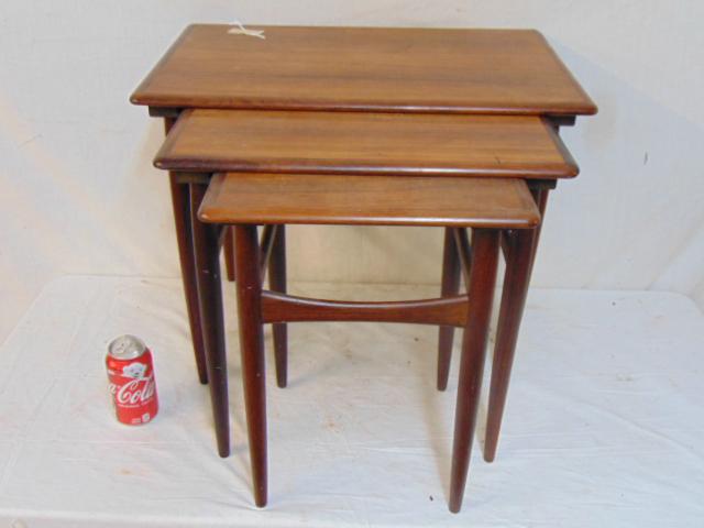 Danish Modern rosewood stack or nesting tables, largest (1 of 5)