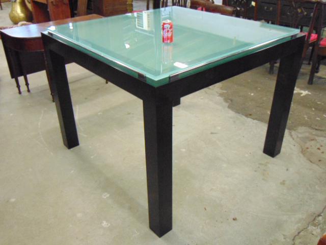 Italian glass top wood base bar table (1 of 8)