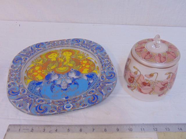Glass lot Bjorn Wiinblad & Mucha, art glass paint (1 of 8)