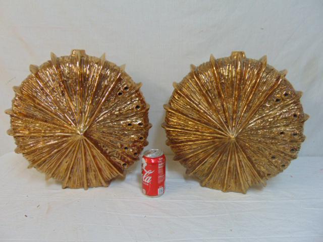 Pair gilt, terra cotta sculpture vases, Italian, open (1 of 6)