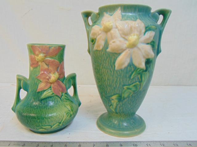 2 Roseville art pottery vases, Clematis, 111 & 106, in (1 of 4)