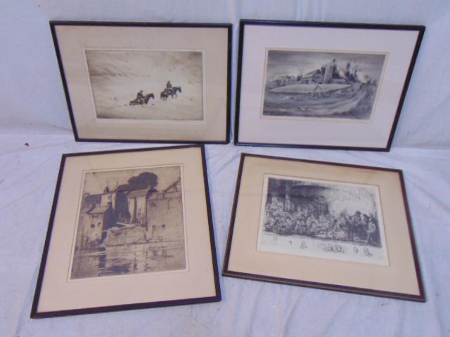 Lot 4 etchings, prints, Levon West, de Brouck, Blanch, (1 of 10)