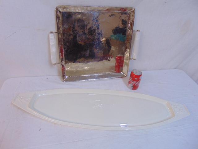 Large Ralph Lauren serving platter & alabaster handled (1 of 7)