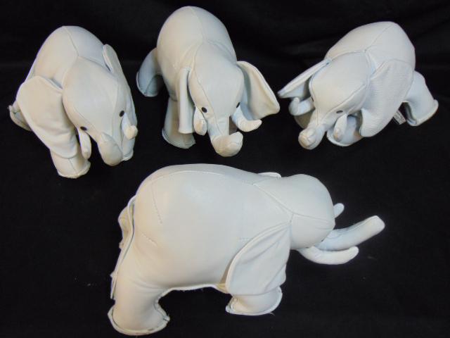 4 leather elephants, Sandy Vohr, in white leather (1 of 5)