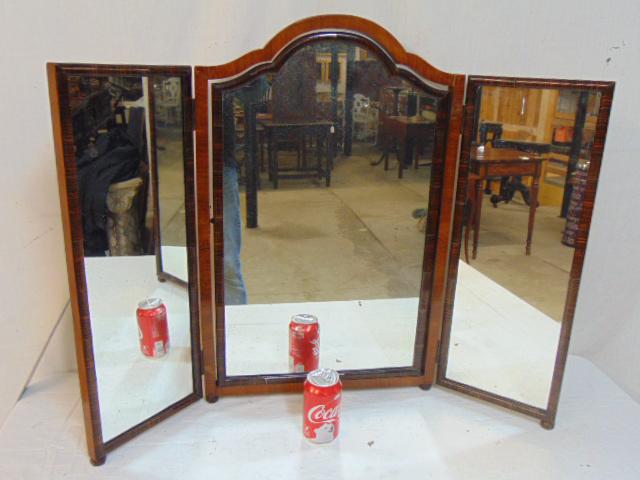 3 panel folding vanity mirror, mahogany with rosewood (1 of 5)