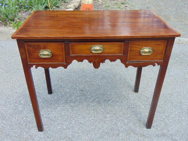 English inlaid mahogany writing desk, 3 drawers with (1 of 6)
