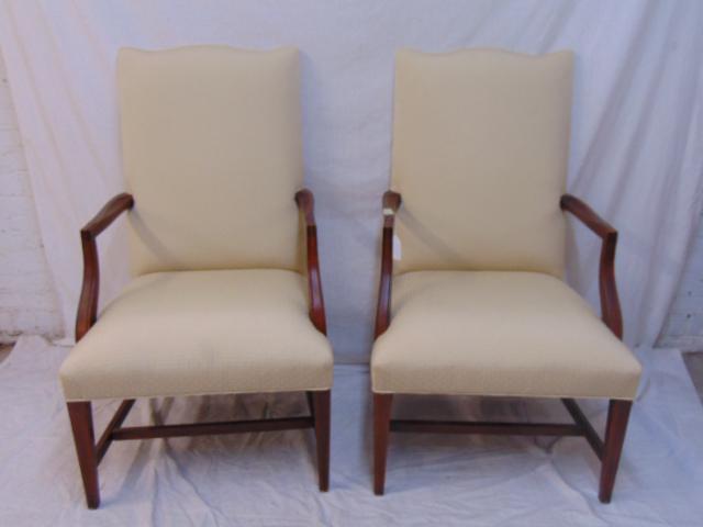 Pair Lolling Chairs, Wood Upholstered Lounge Chairs, (1 of 4)