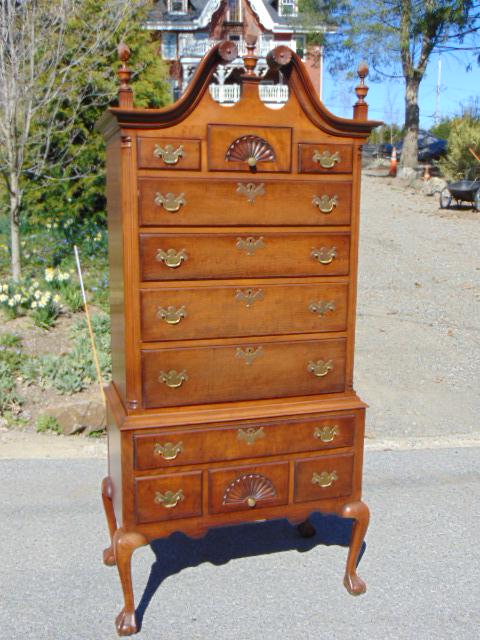 Maple Chippendale style highboy. 2 piece unit, highboy (1 of 4)
