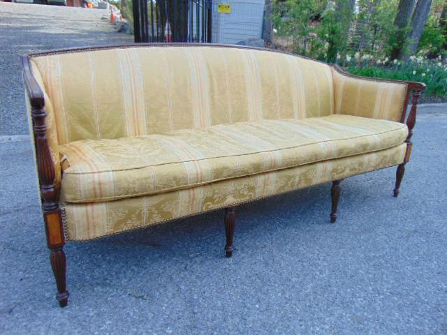Custom Sheraton style sofa with silk Adams fabric, (1 of 10)