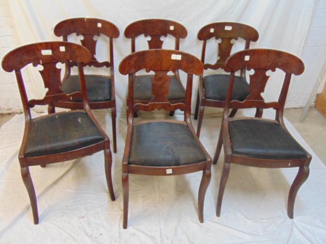 Set 6 Empire side chairs in mahogany, original (1 of 5)