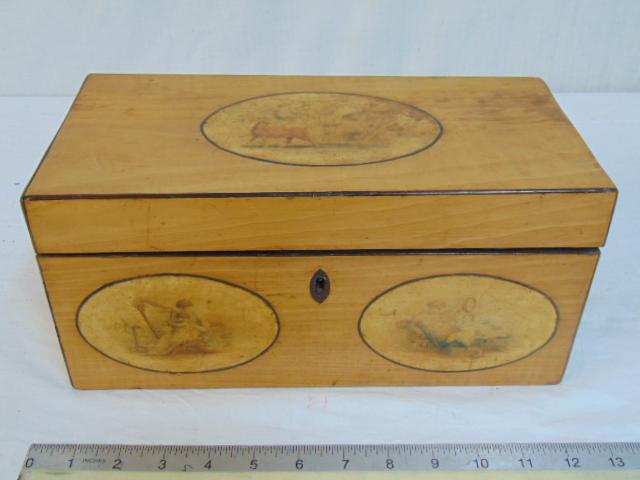 Tea caddy with oval paint decorated decoration, insert (1 of 4)