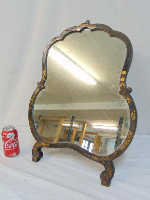 Chinois vanity mirror, paint decorated frame, old (1 of 6)
