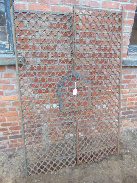 Pair ornate wrought iron gates, with small center door, (1 of 7)
