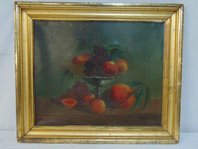 Painting, still-life fruit, signed Fuller (??), oil (1 of 5)