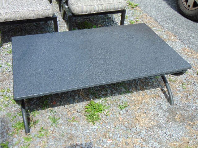 Granite top coffee table, grey stone, top is 48.5" by 2 (1 of 4)
