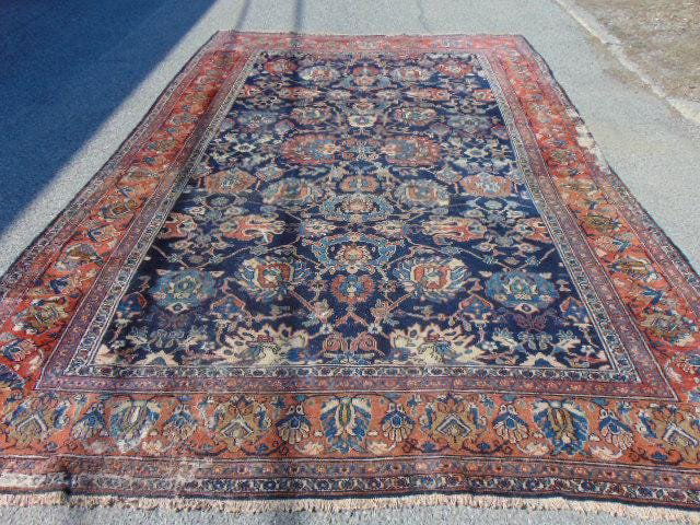 Room Size carpet, Heriz, blue, red border, rug is 10'4" (1 of 15)