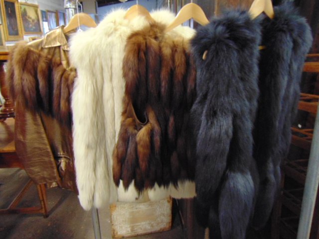 4 fur coats, vests, includes one jacket and 3 vests, (1 of 9)