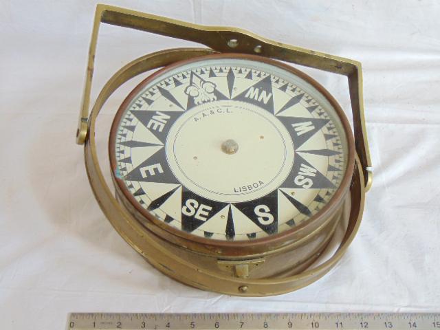 Large overhead 10" dial ships compass, A.A. & C.L. (1 of 5)