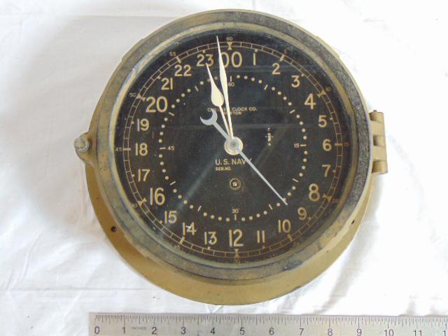 Chelsea US. Navy 24HR Ships Clock, SN 343365, Bakelite (1 of 8)