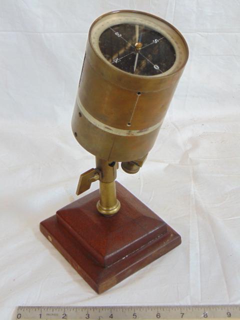 Surveyors Sighting Cross, No Maker, Wooden Display: Surveyors Sighting Cross, No Maker, Wooden Display Base, compass