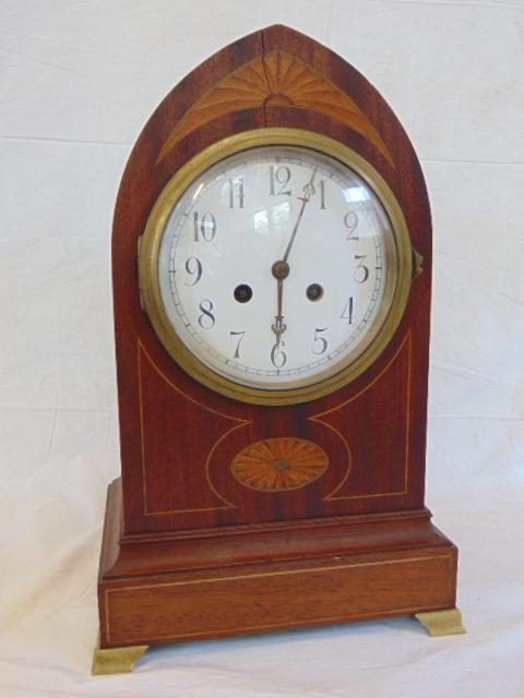 H&H French Beehive Inlaid mantle clock, various woods, (1 of 4)