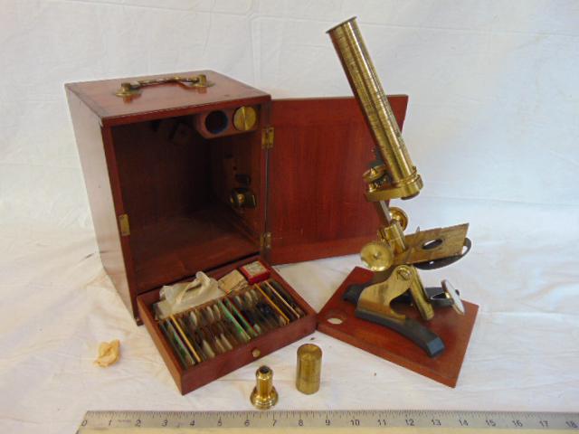 Dixey microscope, Brighton, England, brass microscope (1 of 8)