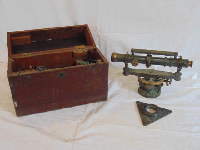 Keuffel & Esser surveyors level in case, brass, as is, (1 of 6)